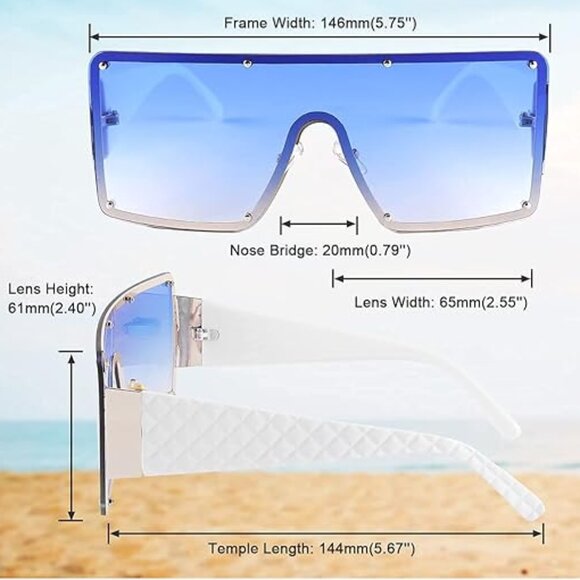 Gradient blue sparkly sunglasses - Picture 3 of 6